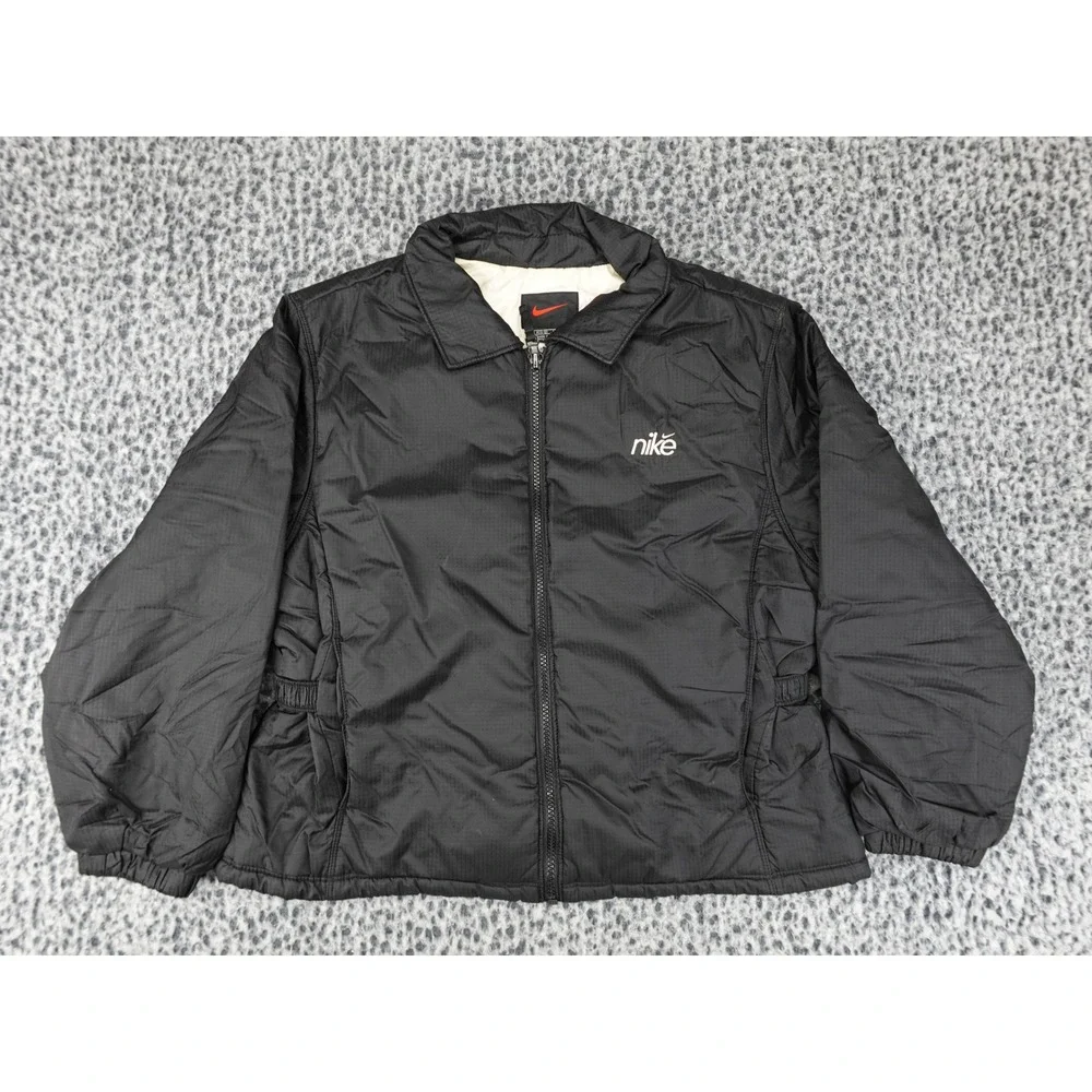 Nike Ripstop Full Zip Jacket Youth M 10/12 Black Y2K Insulated Windbreaker